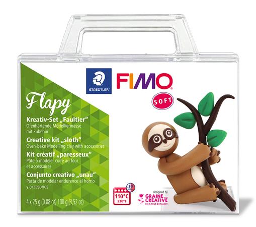 Gyurma készlet, 4x25 g, égethető, FIMO Soft Creative, Flapy Lajhár