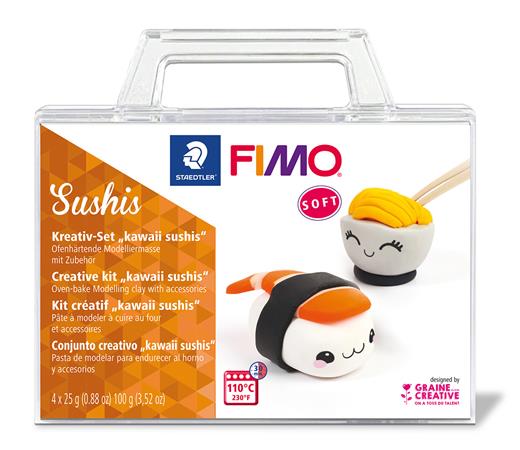 Gyurma készlet, 4x25 g, égethető, FIMO Soft Creative, sushi