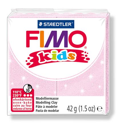 Gyurma, 42 g, égethető, FIMO Kids, gyöngyház világos rózsaszín