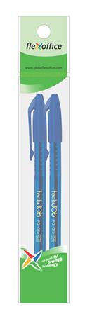 Golyóstoll, 0,4 mm, 2 db/bliszter, kupakos, FLEXOFFICE TechJob, kék