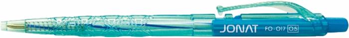 Golyóstoll, 0,25 mm, nyomógombos, vegyes test, FLEXOFFICE Jonat, kék