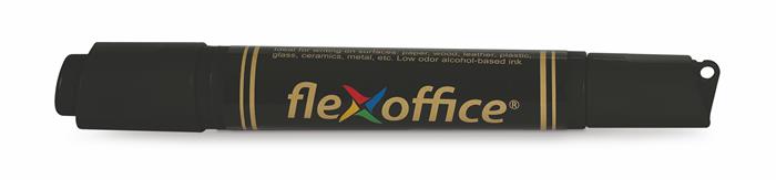 Alkoholos marker, 0,8/6,0 mm, kúpos/vágott, kétvégű, FLEXOFFICE PM04, fekete