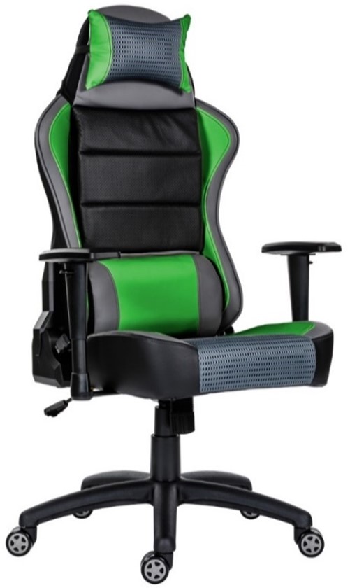 Gameboost XXL gamer szék | szövet borítás | műanyag lábkereszt | design görgők | fekete-zöld