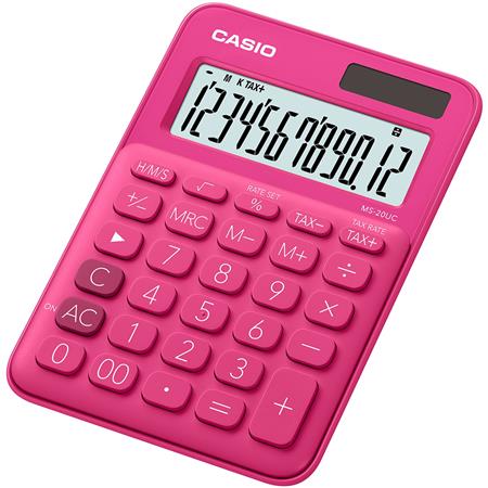 Számológép, asztali, 12 számjegy, CASIO, MS 20 UC, magenta