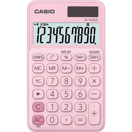 Zsebszámológép, 10 számjegy, CASIO SL 310K, világos rózsaszín