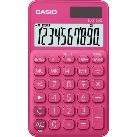 Zsebszámológép, 10 számjegy, CASIO SL 310, rózsaszín
