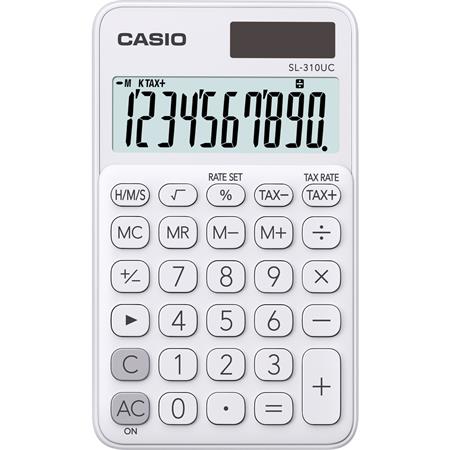 Zsebszámológép, 10 számjegy, CASIO SL 310 fehér