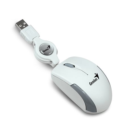 Egér, vezetékes, optikai, kisméret, USB, GENIUS Micro Traveler fehér