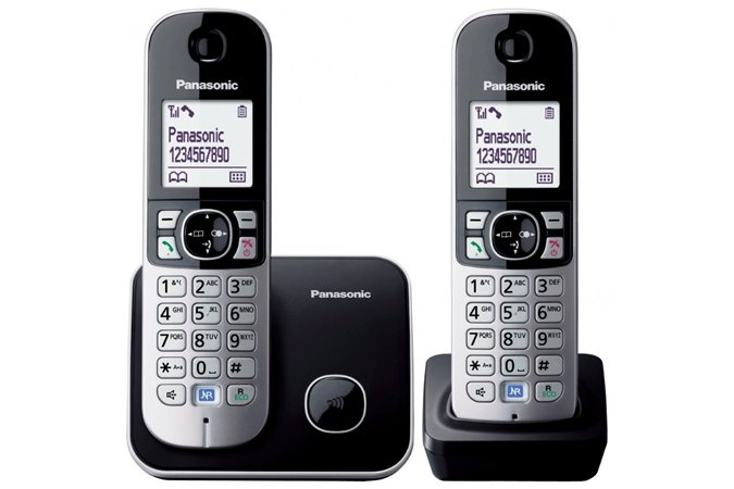 Telefon, vezeték nélküli, telefonpár, PANASONIC KX-TG6812PDB Duo, fekete