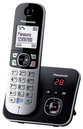 Telefon, vezeték nélküli, üzenetrögzítő, PANASONIC KX-TG6821PDB, fekete