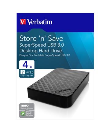 3,5 HDD (merevlemez), 4TB, USB 3.0, VERBATIM Store n Save