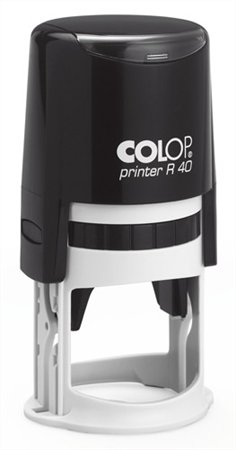 Bélyegző, kör, COLOP Printer R 40, fekete cserepárnával