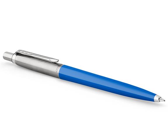 Golyóstoll, 0,7 mm, ezüst színű klip, kék tolltest, PARKER Royal Jotter Originals, kék