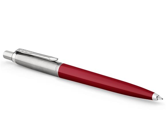Golyóstoll, 0,7 mm, ezüst színű klip, piros tolltest, PARKER Royal Jotter Originals, kék