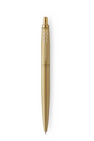 Golyóstoll, 0,7 mm, nyomógombos, arany színű klip, arany tolltest, PARKER, Royal Jotter XL, kék