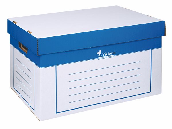 Archiválókonténer, 320x460x270 mm, karton, VICTORIA OFFICE, kék-fehér