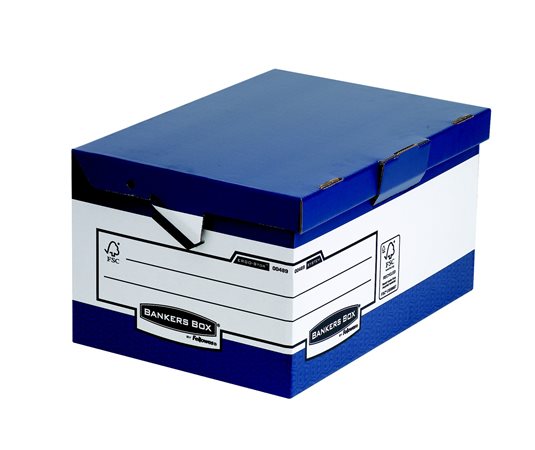 Csapófedeles ergonómikus archiválókonténer, BANKERS BOX® BY FELLOWES® , kék