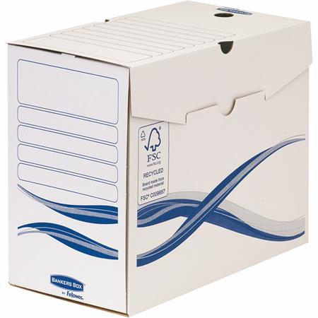 Archiválódoboz, A4, 150 mm, FELLOWES Bankers Box Basic, kék-fehér