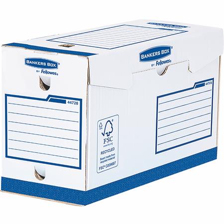 Archiválódoboz, extra erős, A4+, 150 mm, FELLOWES Bankers Box Basic, kék- fehér