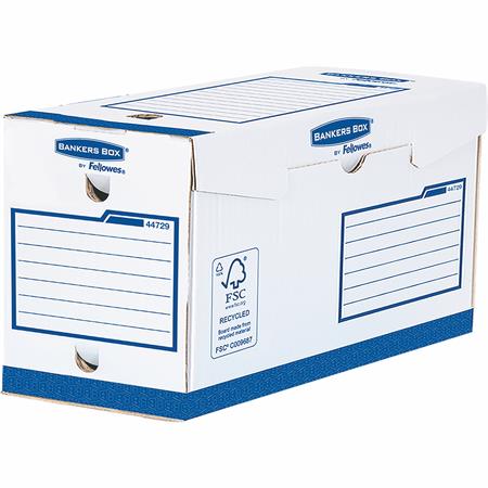 Archiválódoboz, extra erős, A4+, 200 mm, FELLOWES Bankers Box Basic, kék- fehér