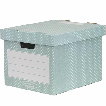 Tároló doboz, karton, 33,3x28,5x39 cm FELLOWES, Style, zöld-fehér