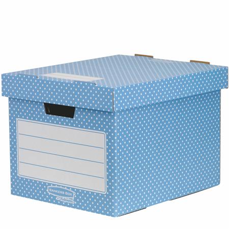Tároló doboz, karton, 33,3x28,5x39 cm FELLOWES, Style, kék-fehér