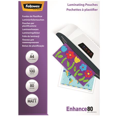 Fellowes A4 matt meleglamináló fólia | 80 mikron | 100 db