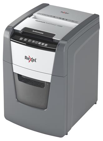 Rexel Optimum AutoFeed+ 100M automata iratmegsemmisítő | 2x15 mm mikrokonfetti | 100 lap | 34l kosár