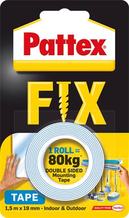 Ragasztószalag, kétoldalas, 19 mm x 1,5 m, HENKEL Pattex Fix 80 kg, kék