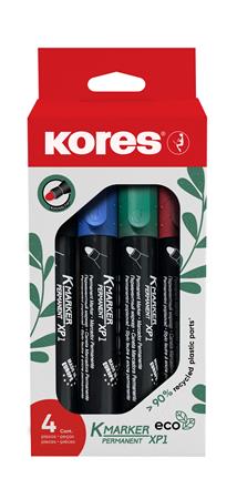 Alkoholos marker készlet, 3 mm, kúpos, KORES Eco K-Marker, 4 különböző szín