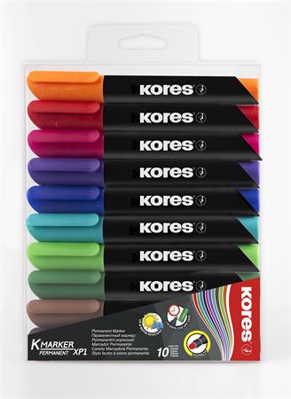 Alkoholos marker, 3-5 mm, kúpos, KORES K-Marker, 10 különböző szín