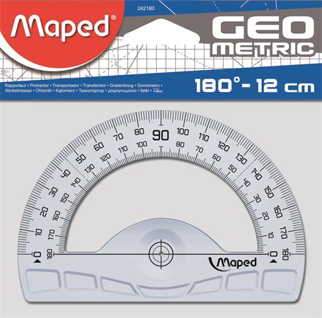 Szögmérő, műanyag, 180°, MAPED Geometric