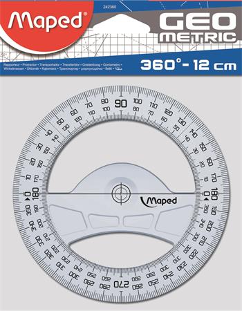 Szögmérő, műanyag, 360°, MAPED Geometric