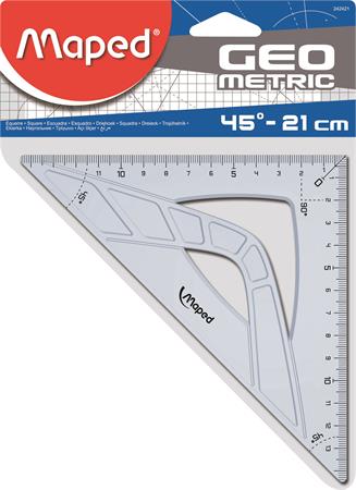 Háromszög vonalzó, műanyag, 45°, 21 cm, MAPED Geometric