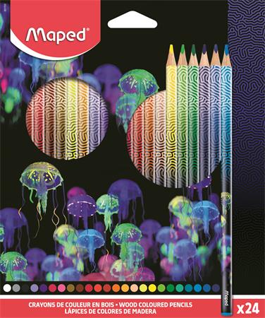 Színes ceruza készlet, háromszögletű, MAPED Deepsea Paradise, 24 különböző szín