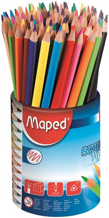 Színes ceruza készlet, háromszögletű, ceruzatartó, MAPED School Peps