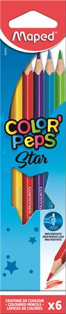 Színes ceruza készlet, háromszögletű, MAPED Color`Peps Star, 6 különböző szín