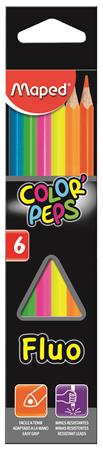 Színes ceruza készlet, háromszögletű, MAPED Color`Peps Star Fluo, 6 különböző szín