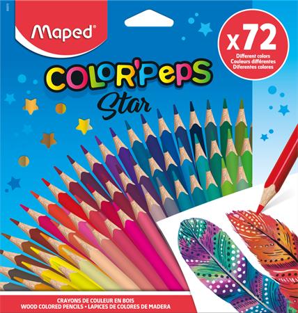 Színes ceruza készlet, háromszögletű, MAPED Color`Peps Star, 72 különböző szín