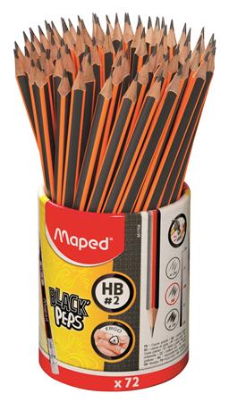 Grafitceruza radírral, ceruzatartó, HB, háromszögletű, MAPED Black`Peps
