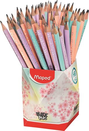 Grafitceruza radírral, ceruzatartó, HB, háromszögletű, MAPED Black`Peps Pastel, vegyes pasztell színek