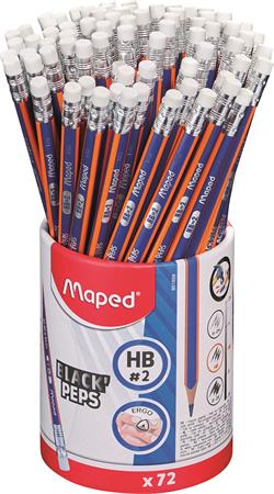 Grafitceruza radírral ceruzatartó, HB, háromszögletű, MAPED Black`Peps Navy
