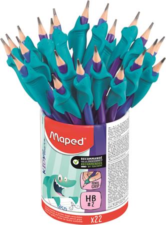 Grafitceruza radírral és ceruzafogóval, ceruzatartó, HB, háromszögletű, MAPED Kidy Learn