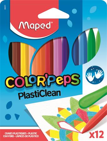 Zsírkréta, MAPED Color`Peps PlastiClean, 12 különböző szín