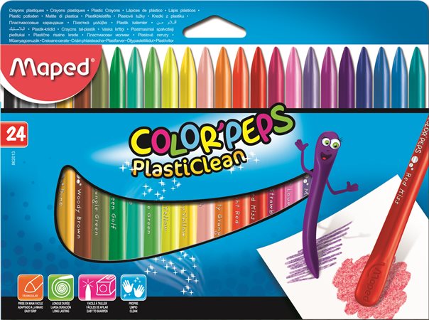 Zsírkréta, MAPED Color`Peps PlastiClean, 24 különböző szín