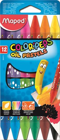 Olajpasztell kréta, MAPED Color`Peps, 12 különböző szín