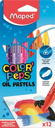 Olajpasztell kréta, MAPED Color`Peps, 12 különböző szín