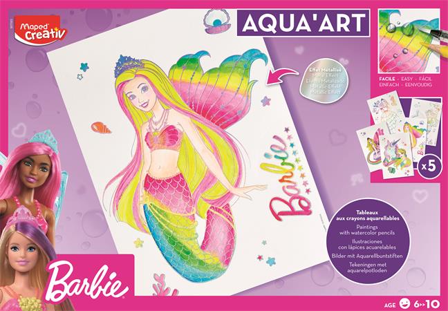 Akvarell festőkészlet, MAPED CREATIV Barbie Aqua Art - Maxi Set