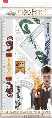 Vonalzókészlet, műanyag, 4 darabos, MAPED Harry Potter Teens