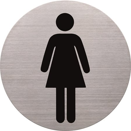 Információs tábla, rozsdamentes acél, HELIT, női mosdó | Létesítmény